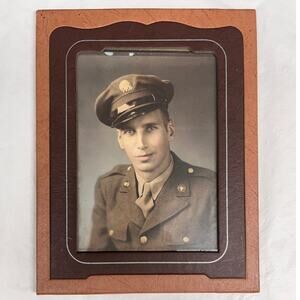 Vintage Black & White Colored Photo Handsome Soldier Rosy Cheeks U.S. Army